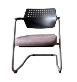 Silla de Oficina con Apoyabrazos - Base Trineo Cromada - Gris